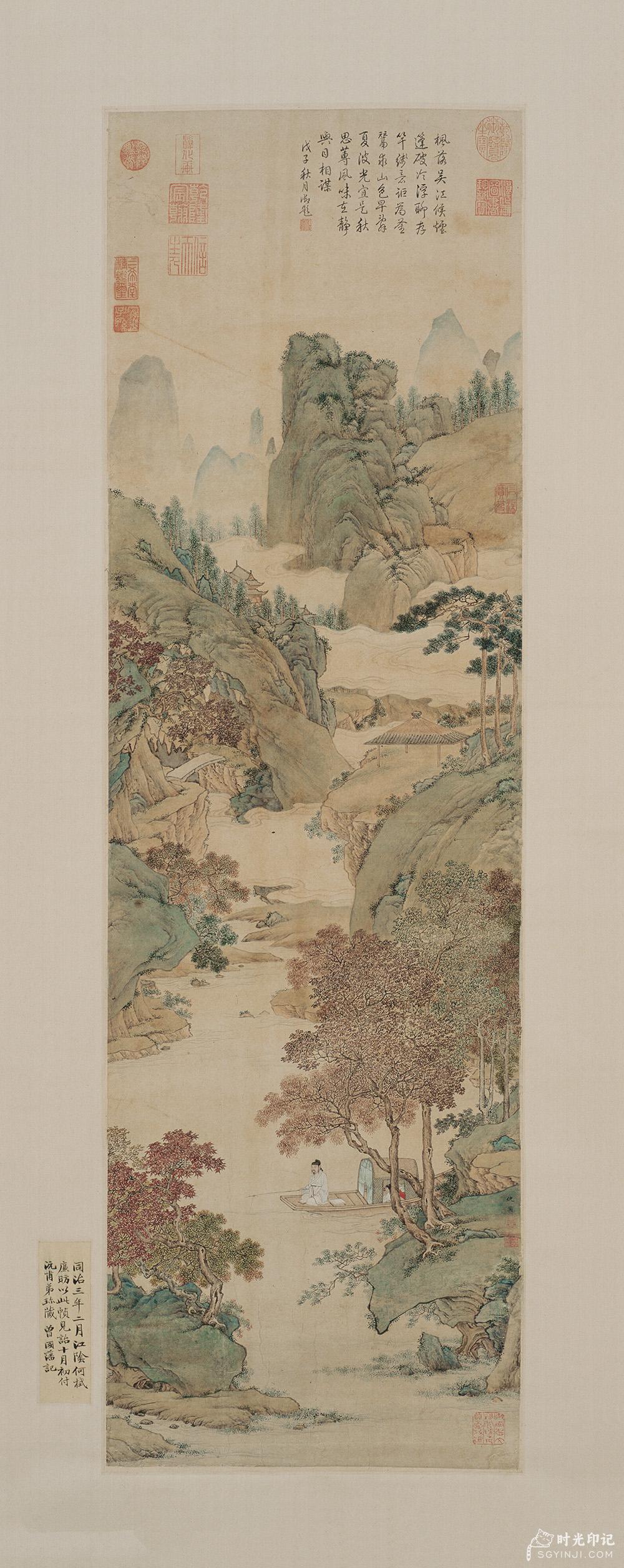 明 仇英 枫溪垂钓图轴纸本127x38.5湖南省博物馆.jpg