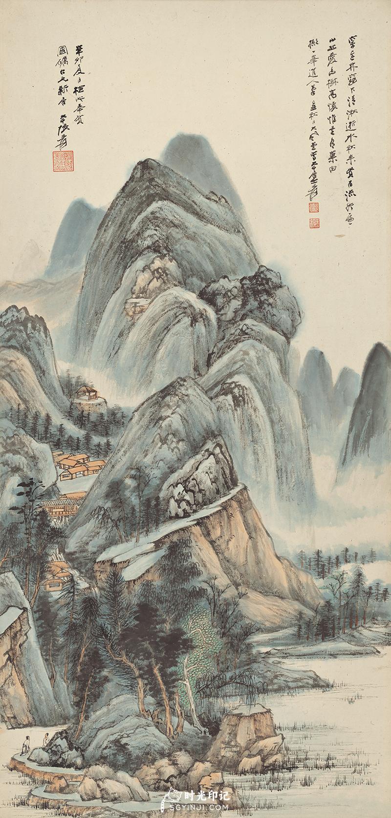 近_张大千_峦林幽树图_纸本_56X115.7cm.jpg
