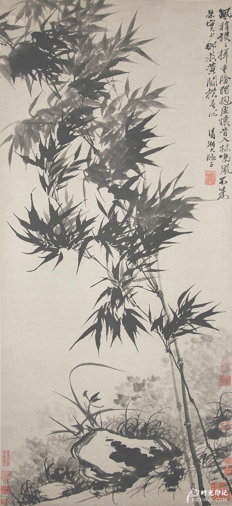 清-石涛-风竹图纸本立轴63×34.jpg