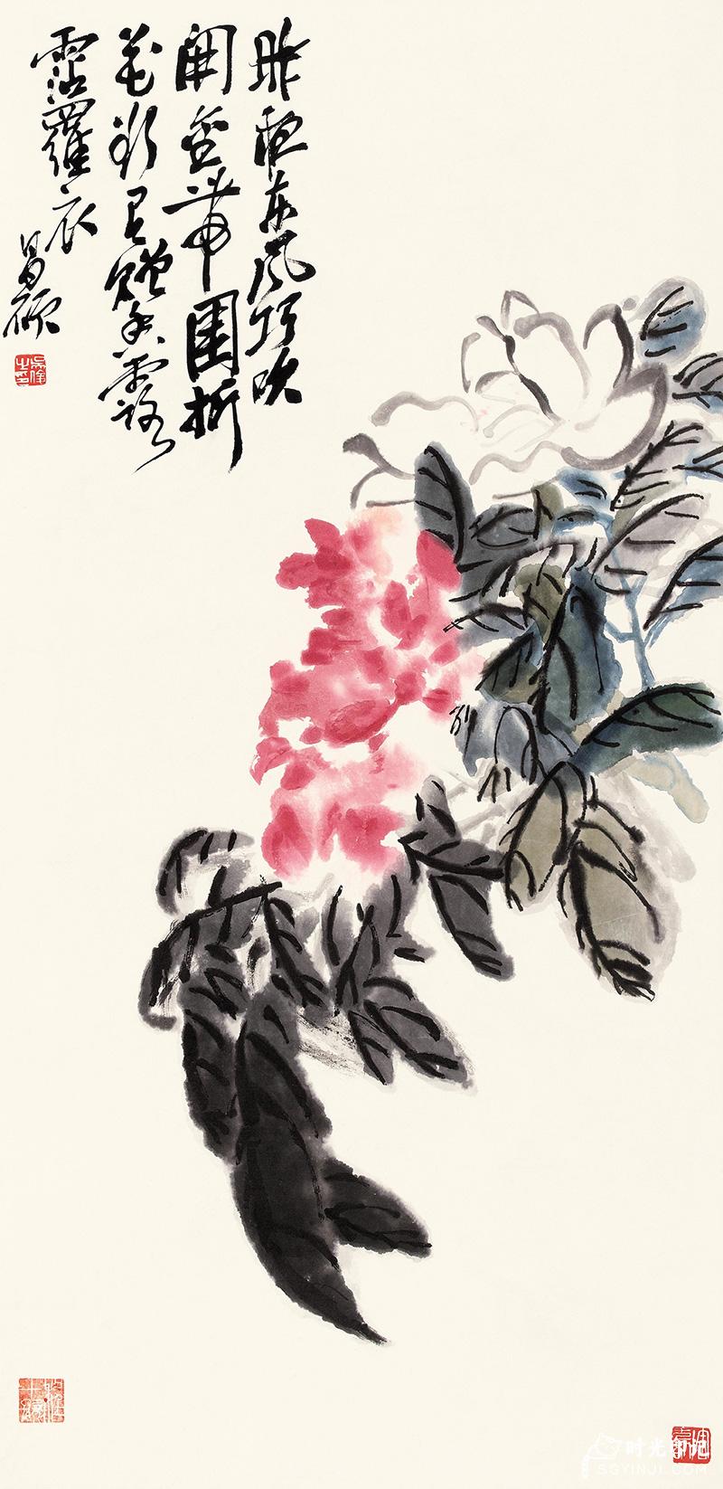清-吴昌硕-牡丹纸本立轴93x45.jpg